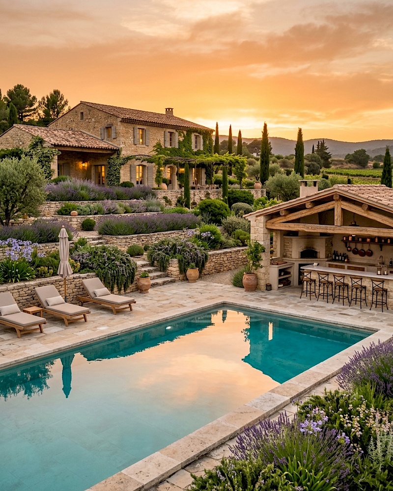 Piscine, pool-house et restanques à Villeneuve-lès-Avignon : quelle valeur ajoutée lors de l'estimation de votre maison ?